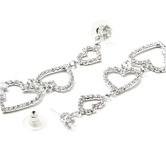 Bridal Heart Drop Earrings - Picture 2 of 2